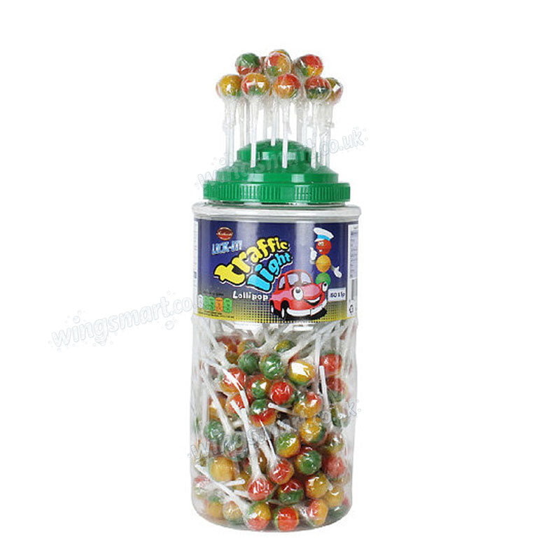 Lick It Traffic Light Lollipops 7g ( Jar of 150 Lollies)