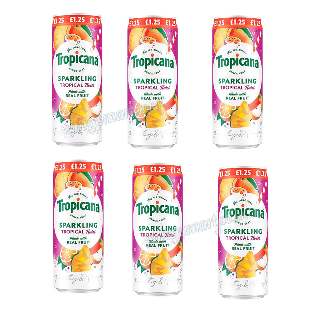 Tropicana Sparkling Juice Drink Variety 250ml – Zesty Orange & Tropical Twist