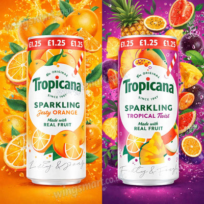 Tropicana Sparkling Juice Drink Variety 250ml – Zesty Orange & Tropical Twist