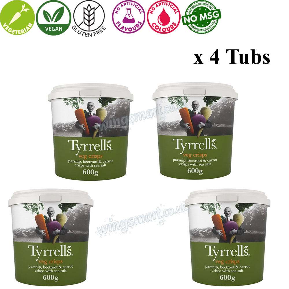 Tyrrells Sea Salted Veg Sharing Crisps 600g (Case of 4)
