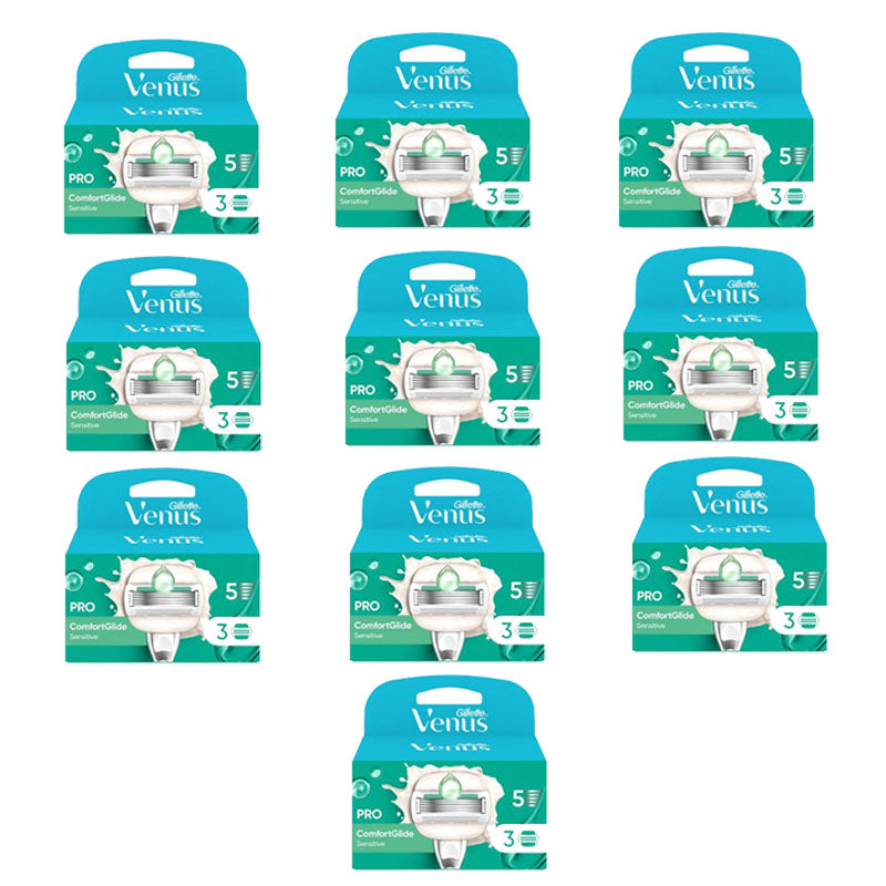 Gillette Venus Comfortglide Sensitive Women's Blades – 3 Cartridge Heads with 5 Blades Each