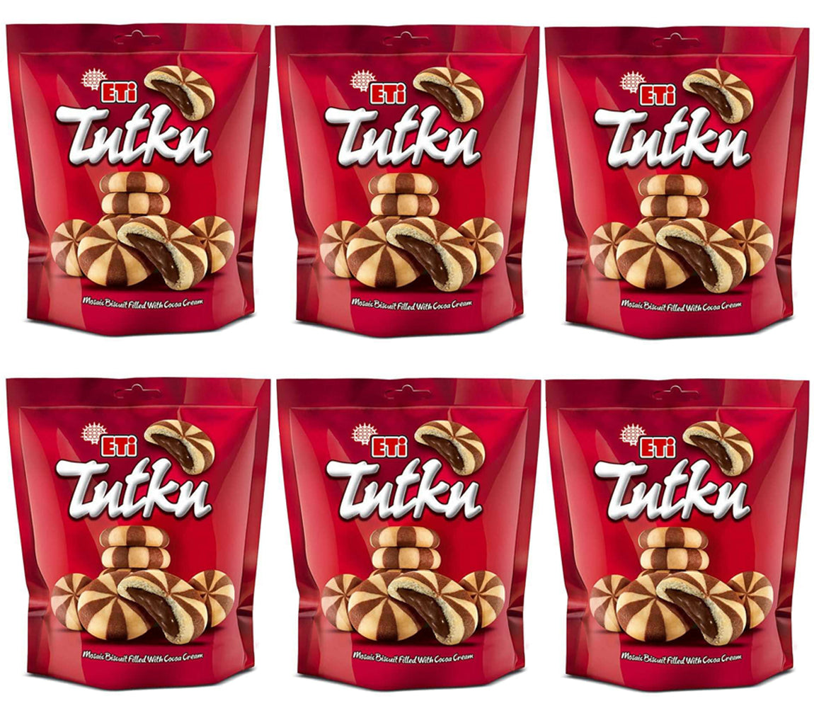 Eti Tutku Mosaic Biscuits with Cacao Cream 162g (Pack of 6)