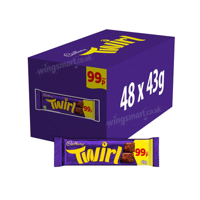 Cadbury Twirl Milk Chocolate PMP Bar 43g (Box of 48 bars)