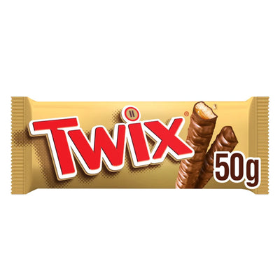 Twix Caramel & Milk Chocolate Fingers Biscuit Snack Bar 50g (Box of 25)