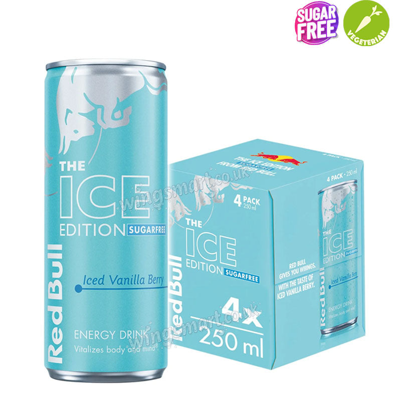 Red Bull Energy Drink Sugar Free Ice Edition Iced Vanilla Berry 250ml x 4 Tins