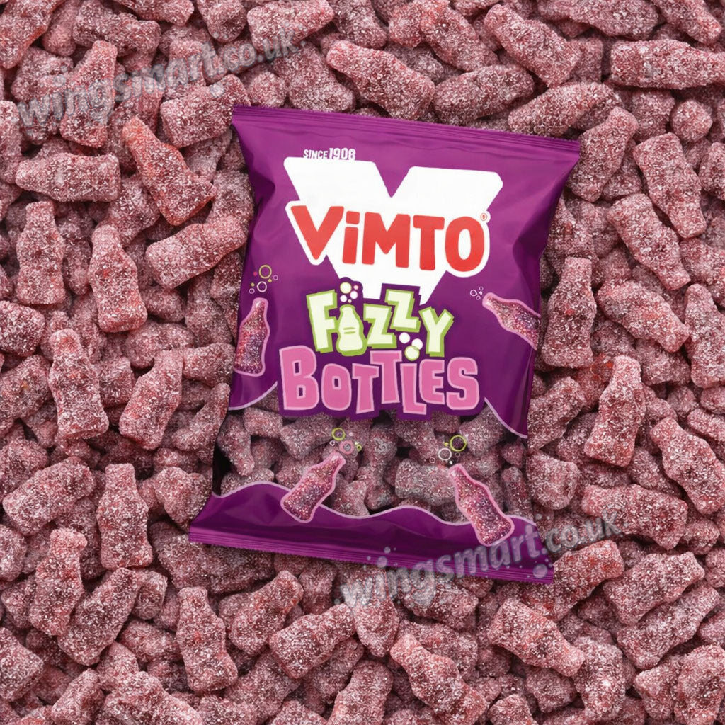 Vimto Fizzy Bottles Vimto Flavoured gummy sweets Bag 100g x 12 (full box)