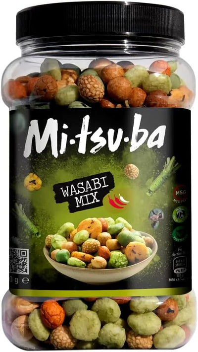 Mitsuba Wasabi Mix, 800g - Crunchy Rice Snacks & Wasabi Coated Peanuts - No MSG, No Palm Oil, Vegetarian-Friendly