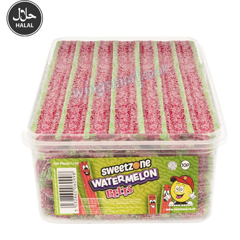 Sweetzone Belts Tub 1.1kg PMP Blue Raspberry Rainbow Cola Apple Watermelon Candy Sweets