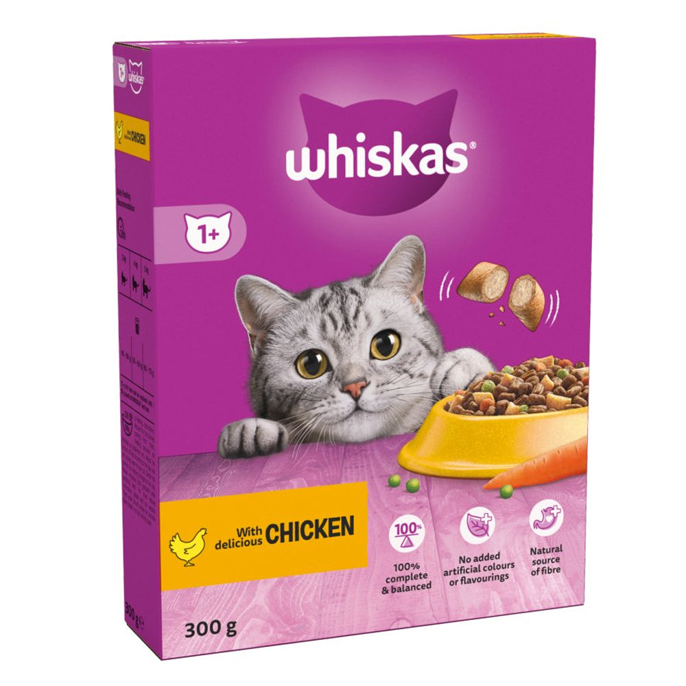 Whiskas 1+ Chicken Adult Dry Cat Food 300g (Box of 6)