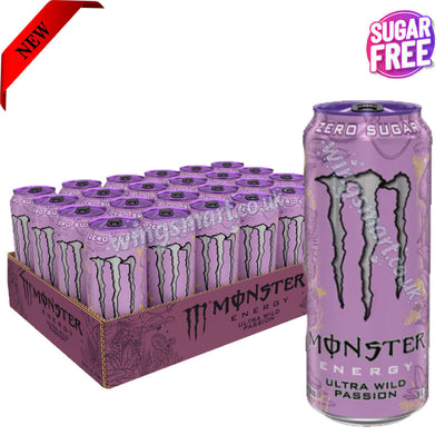 Monster Ultra Wild Passion Energy Drink 24x473ml – Sugar Free Tropical Boost