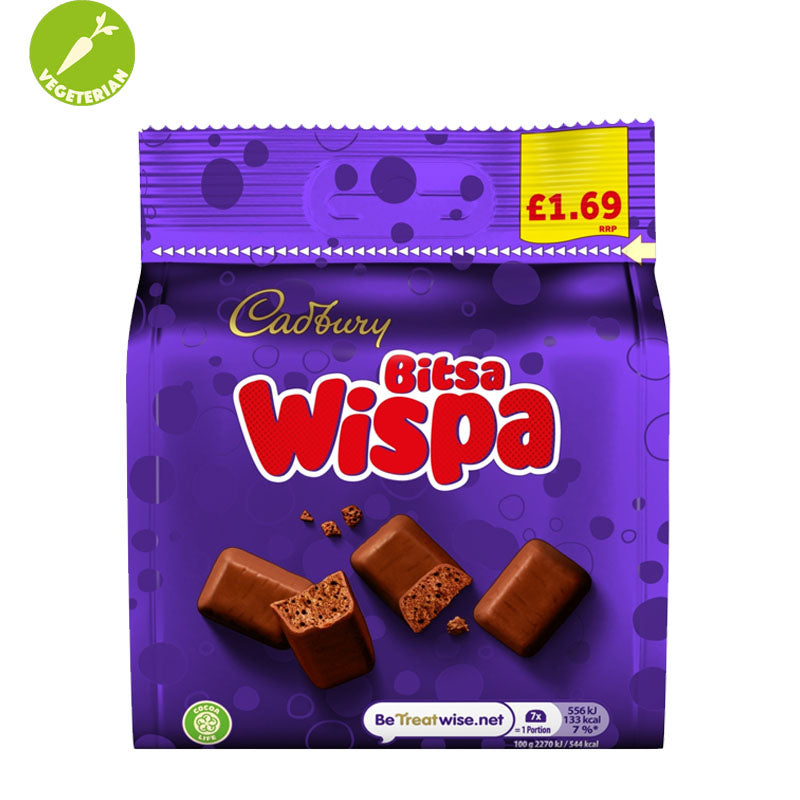 Cadbury Bitsa Wispa Chocolate Bag 85g PMP (Box of 5 & 10 packs)