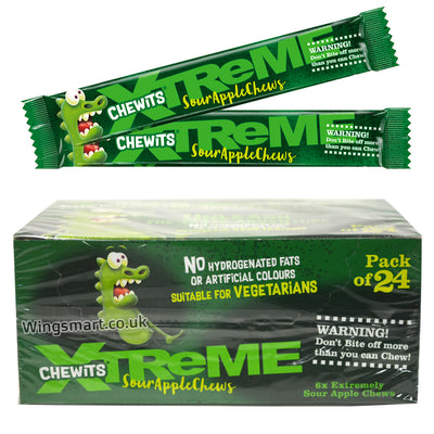 Chewits Xtreme Extremely Sour Apple Chews Packs 34g (Box of 24)