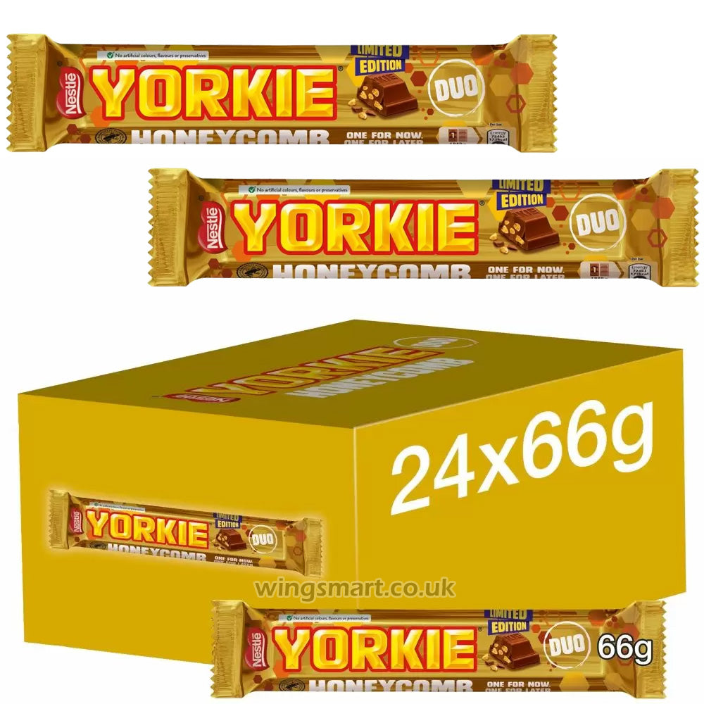 Yorkie Honeycomb Milk Chocolate DUO Bar 66g (Box Of 24)