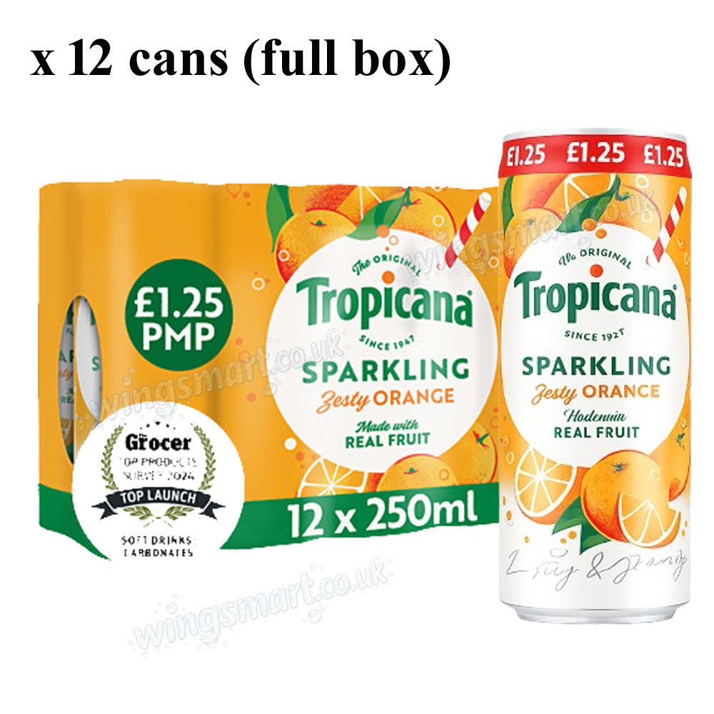 Tropicana Sparkling Juice Drink Variety 250ml – Zesty Orange & Tropical Twist