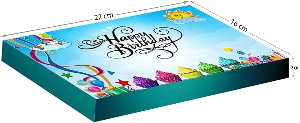 Retro Sweets & Chocolate Hamper Gift Box for Kids Parties and Birthdays - Happy Birthday Blue Colour C5 Size Box - WingsMart