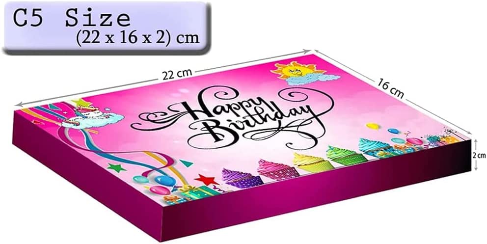 Retro Sweets & Chocolate Hamper Gift Box for Kids Parties and Birthdays - Happy Birthday Pink Colour C5 Size Box - WingsMart