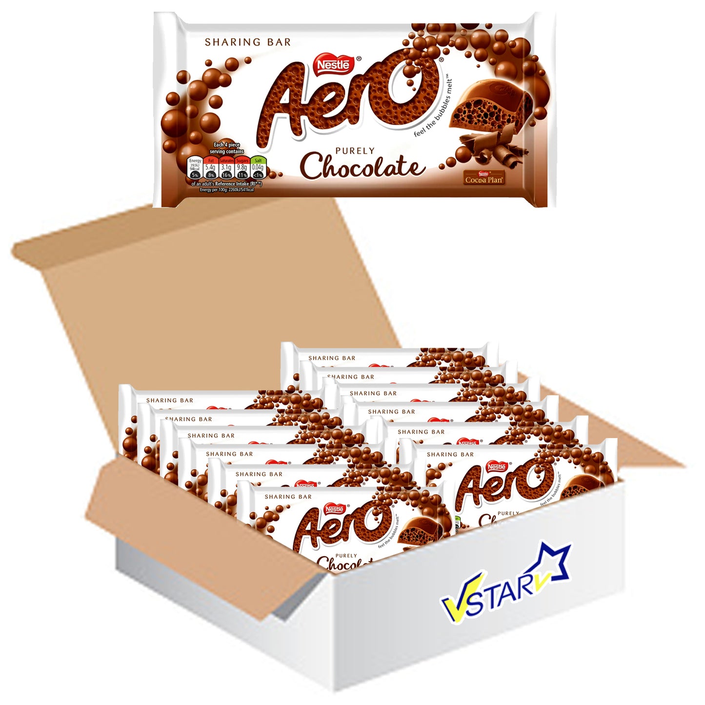 Aero Milk Chocolate Sharing Block 15 x 90g - Full Box - WingsMart