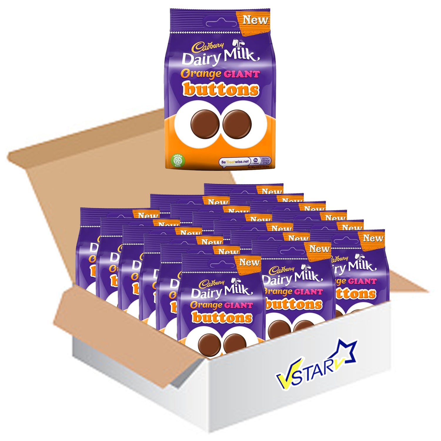 Cadbury Dairy Milk Buttons Orange Chocolate Bag 10 x 95g - Full Box - WingsMart