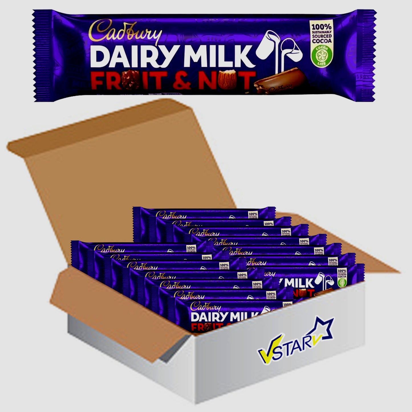 Cadbury Dairy Milk Fruit & Nut Chocolate Bar 48 x 49g - Full Box - WingsMart