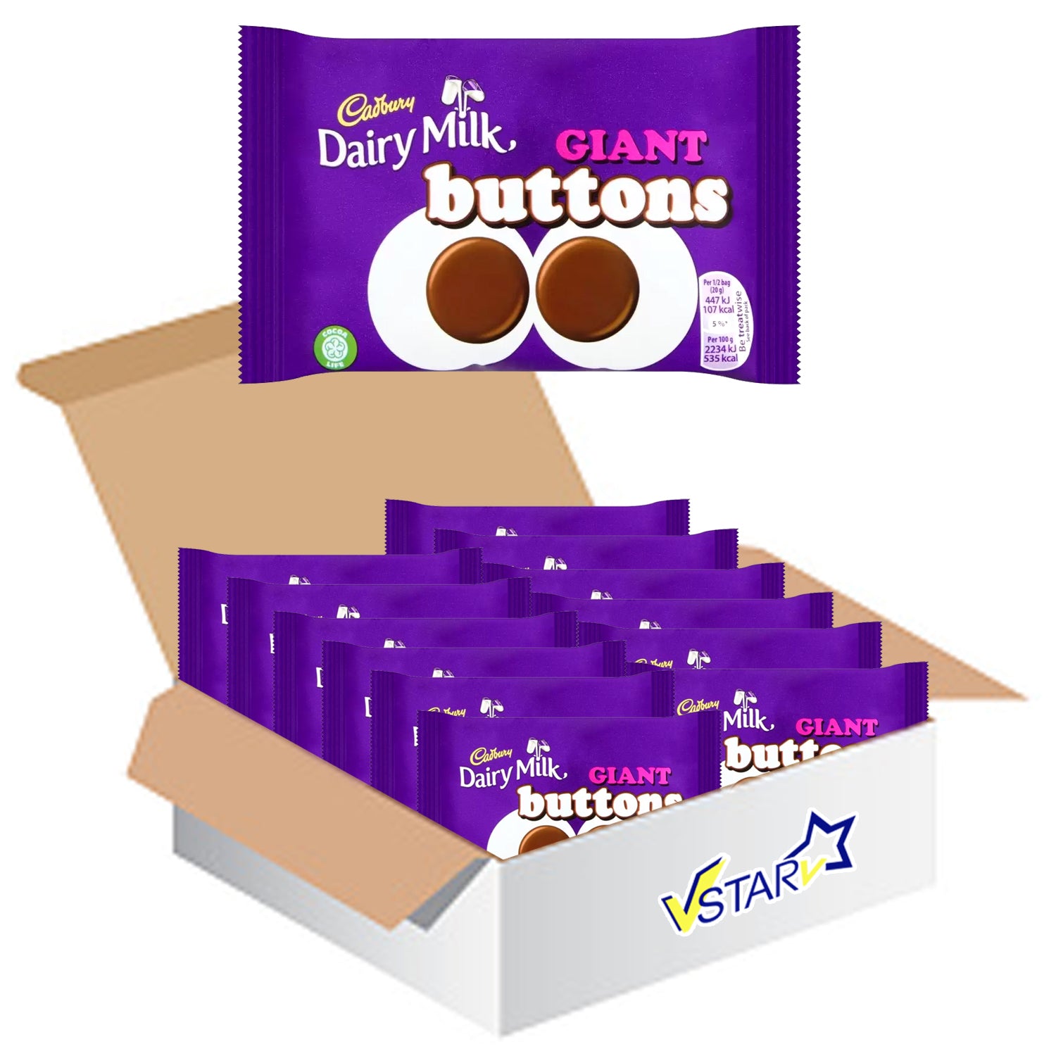 Cadbury Dairy Milk Giant Buttons Chocolate Bag 36 x 40g - Full Box - WingsMart