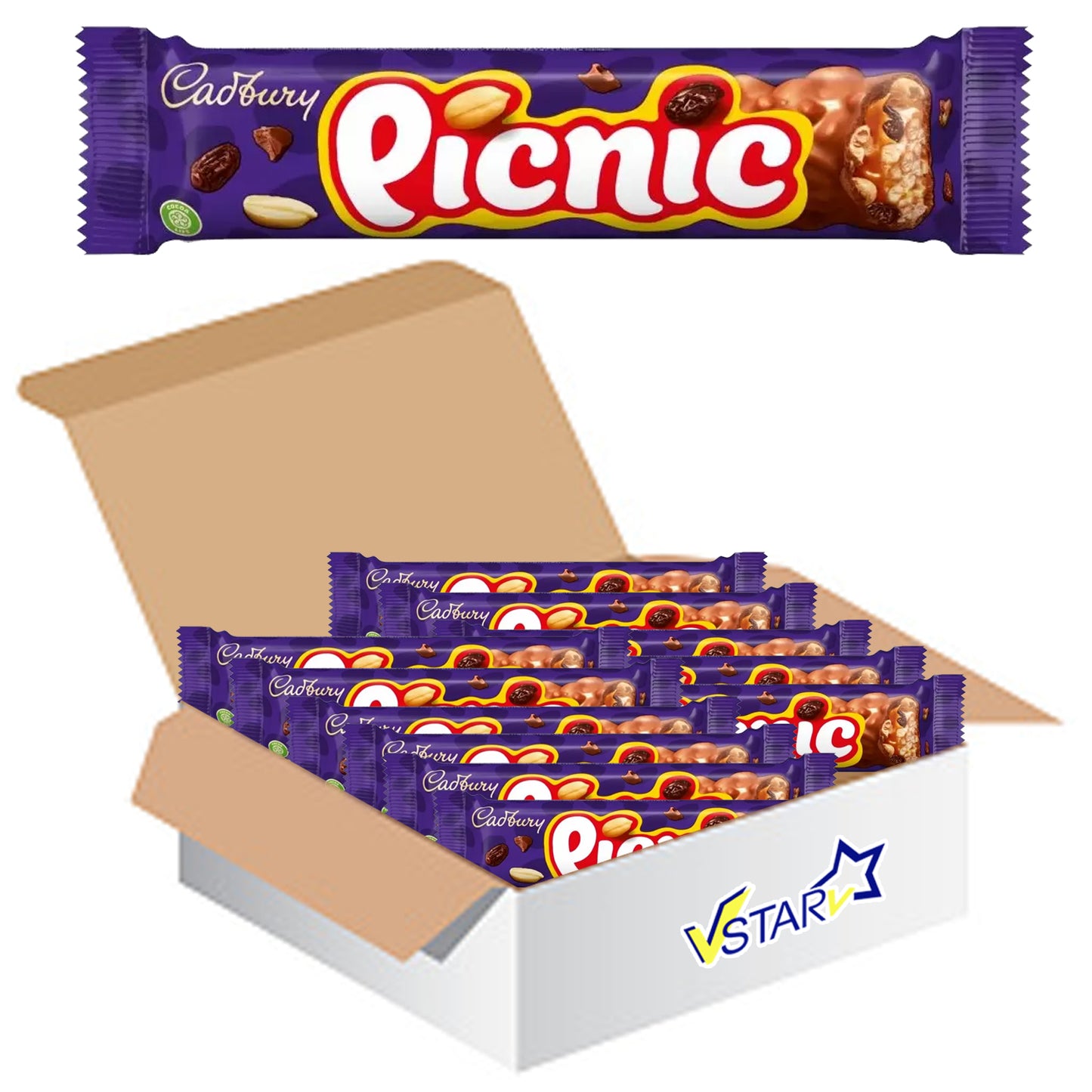 Cadbury Picnic Chocolate Bar 36 x 48.4g - Full Box - WingsMart