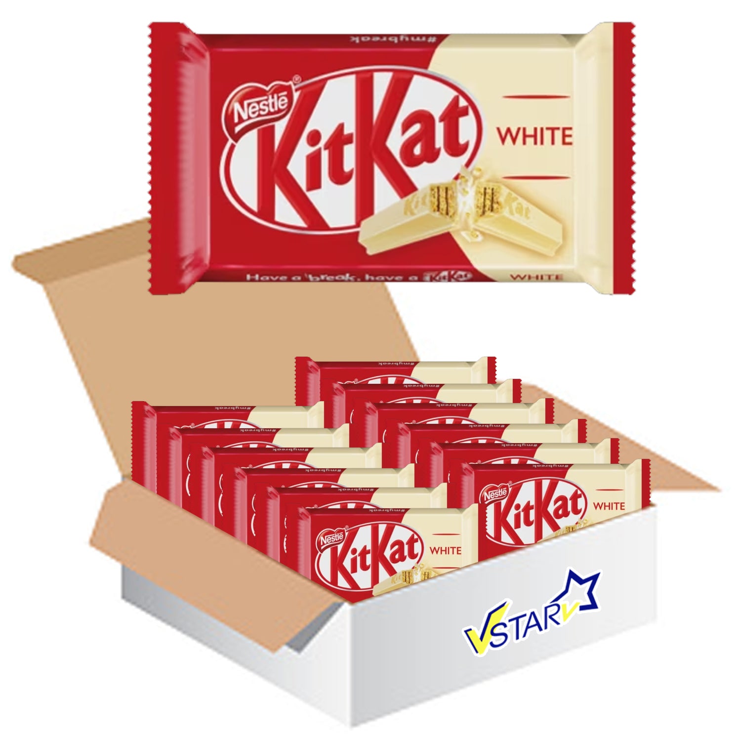 Kit Kat 4 Finger White Chocolate Bar 24 x 41.5g - Full Box - WingsMart